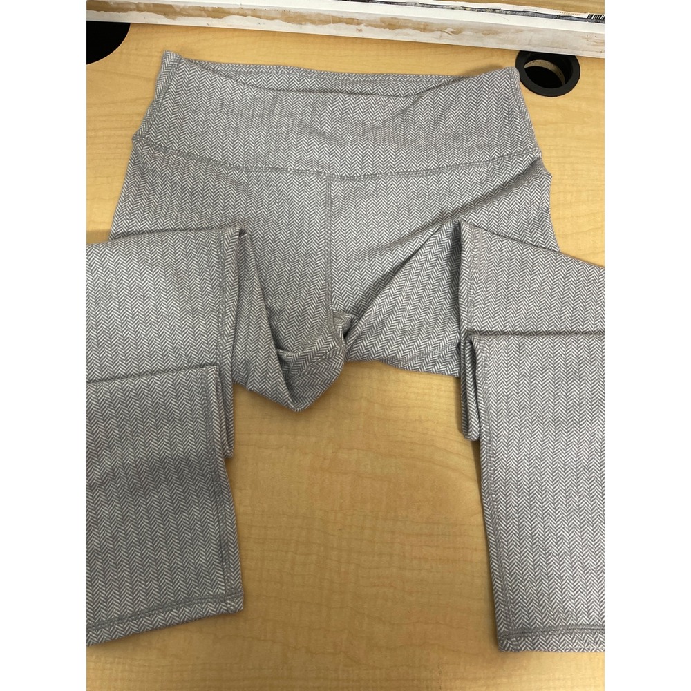 Kyodan Womens Gray Herringbone High Waisted Yoga Leggings Size Medium